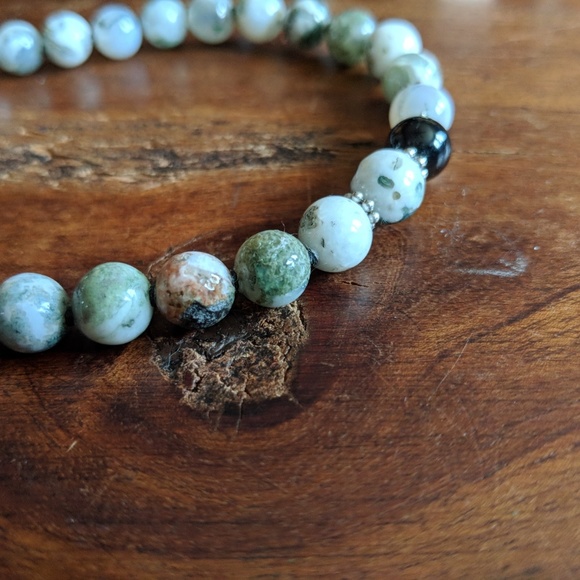 Mala Bracelet: Moss Agate & Obsidian! - Picture 5 of 5